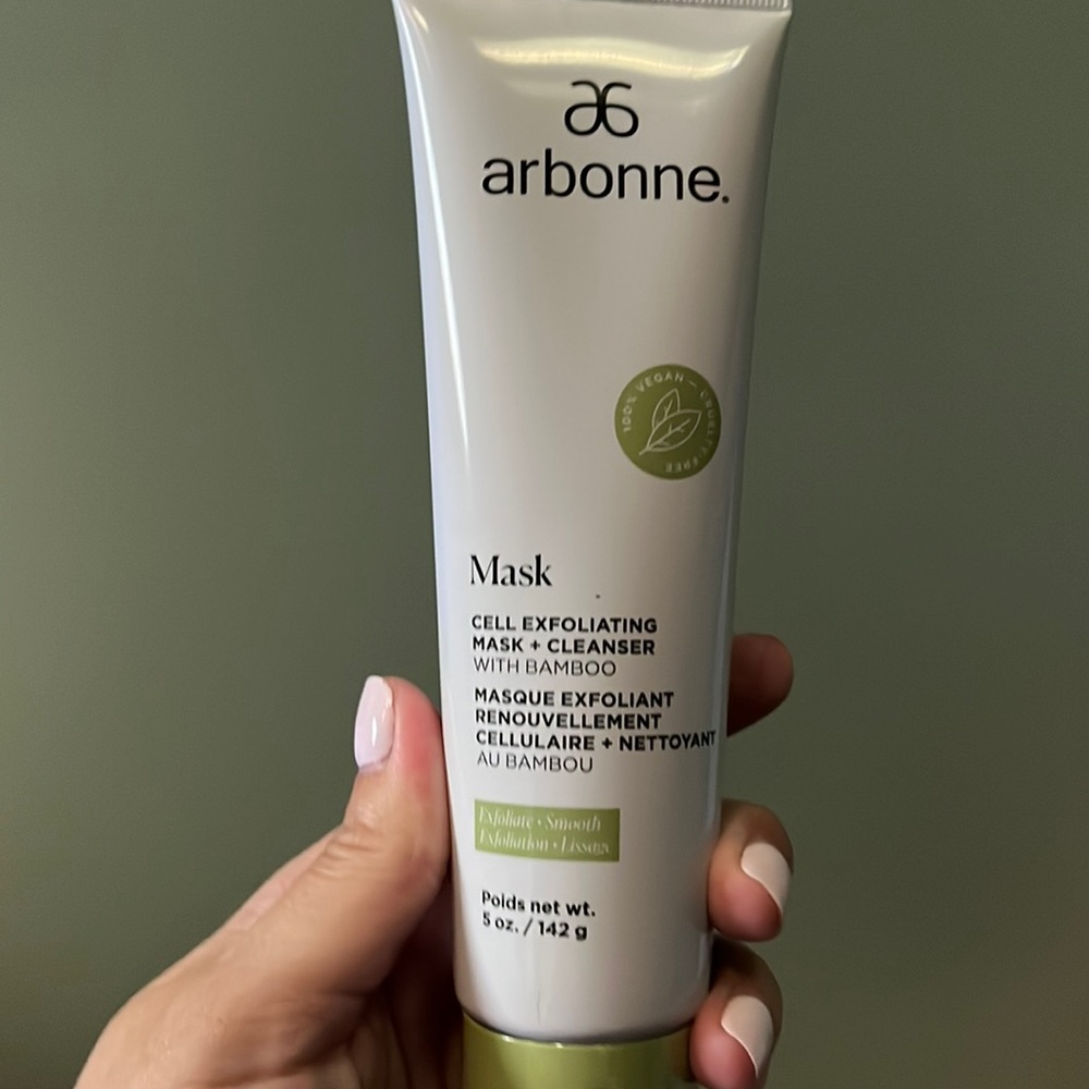 Arbonne: mask- cell exfoliating mask + cleanser with bamboo